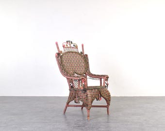 American Victorian Wicker Armchair from Heywood-Wakefield, 1910s.