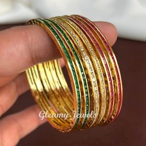 AD Armreif Set / indische CZ vergoldete Armreif / amerikanische Diamant Armreifen / Cubic Zirkonia Armreifen / Set von 6 Stück