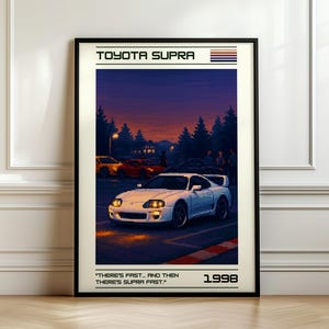 Póster del Toyota Supra: Impresión de coche JDM con arte pixel retro