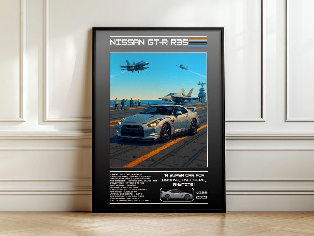 Nissan GTR R35 Poster | Pixel Art JDM Supercar Print - Etsy