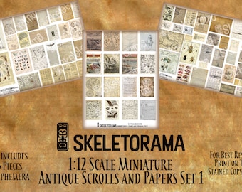 Digital Download - Antique Scrolls, Charts and Ephemera Set 1 - 1:12 Scale Miniature Printables