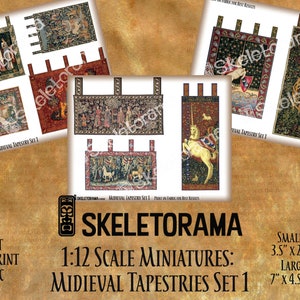 Digital Download - Midieval Tapestry Set 1 - 1:12 Scale Printable Tapestries
