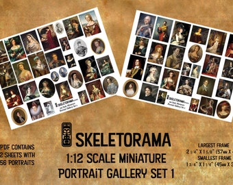 Digital Download - Portrait Gallery Set 1 - 1:12 Scale Printable Portraits
