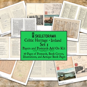 Conjunto 1 de páginas e cartões postais irlandeses - Celtic Heritage: Kit complementar digital da Irlanda