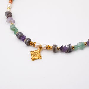 Mixed beads pearl necklace colorful pearl and gem beads choker multicolor beaded boho necklace  Summer Jewelry  Handmade Gift for Her