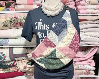 Antique Quilt Fanny Pack  Upcycled Vintage Quilt Waist Bag  Handcrafted Patchwork Festival Bum Bag  Cottagecore Crossbody