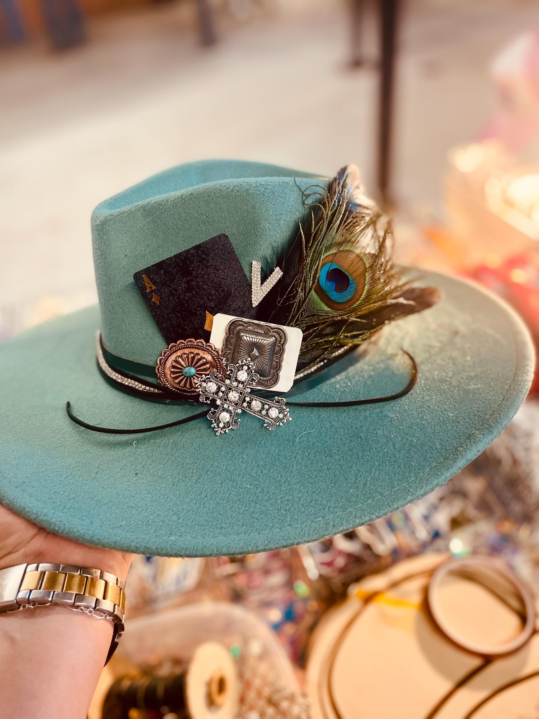 Feather Hat With Rhinestones - Etsy