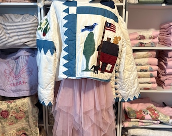 Handmade Antique Quilt Hoodie  Upcycled Vintage Outerwear  EcoFriendly OneofaKind Boho Hoodie  Sustainable Fashion Size up to XXL