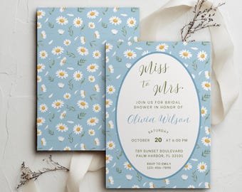 Daisy Bridal Shower Invitation Template, Editable Floral Invite (Instant Download)