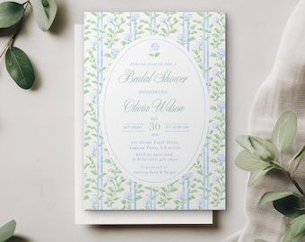 Elegant Hydrangea Bridal Shower Invitation Template, Garden Bridal Shower, Printable Wedding Shower Invite (Digital Download)