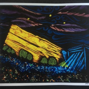 Red Rocks Amphitheater Poster, Original Art Print
