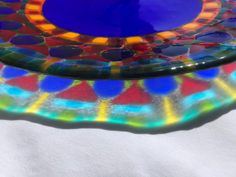 Original Art Glass Platter Stained Glass Inspired Platter Etsy