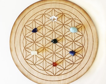 Sacred 12 INCH  Flower of Life Crystal Grid Enhance Chakra Witchery & Meditation Ancient Geometry Crystal Grid for Chakra Balance Meditation