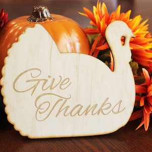 Give Thanks Thanksgiving Turkey Wood Trivet, Thanksgiving Holiday hot plate, Food plate tray, Tableware, Serving dish, hot table protector.