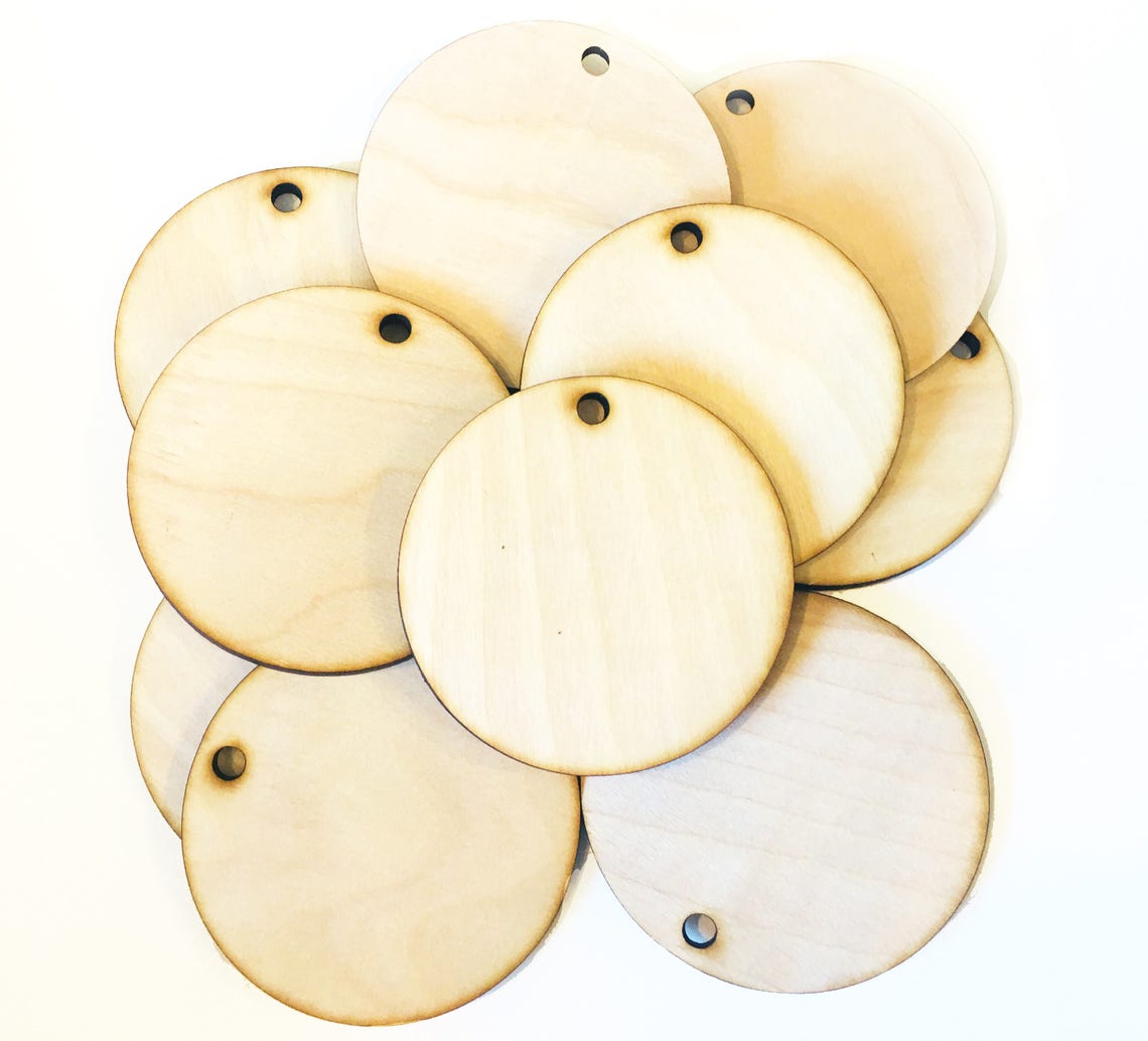 Unfinished Large Round Wood Circle Discs With Hole 3 1/2 Etsy