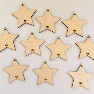 Macrame Wood Stars with Hole, Star Ornaments, Christmas Ornaments, Macrame Holiday Shape Cutouts, Wood Star Blanks, Wood Shape Cutouts