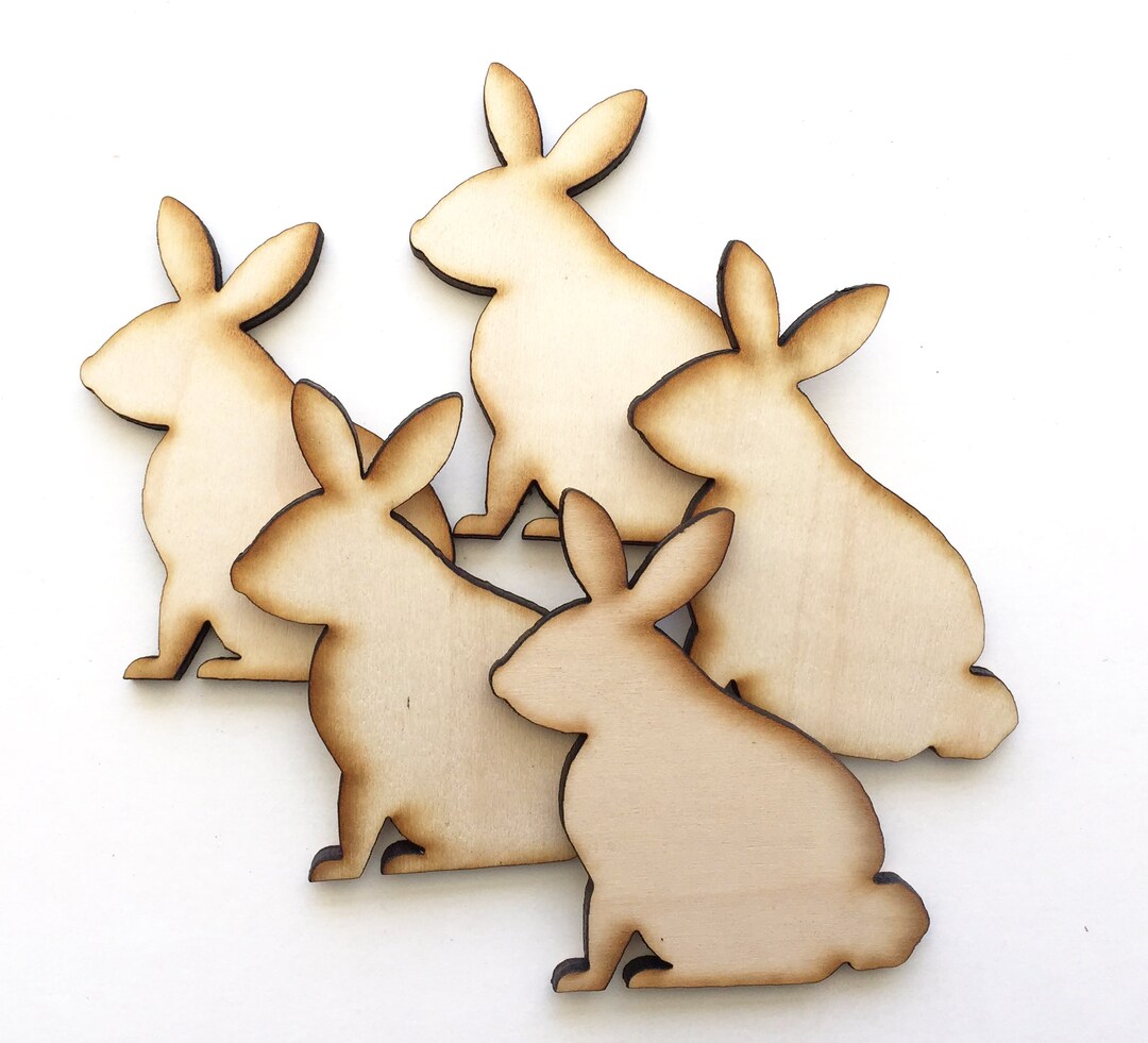 Unfinished Wood Rabbits Set of 10 Easter Rabbit Bunny Cutout Etsy