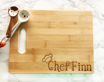 Personalized Christmas Gift, Chef Name, Bamboo Cutting Board, Kid gift, Kids Cutting Board, Childrens Gift idea, Kitchen Xmas gift for child