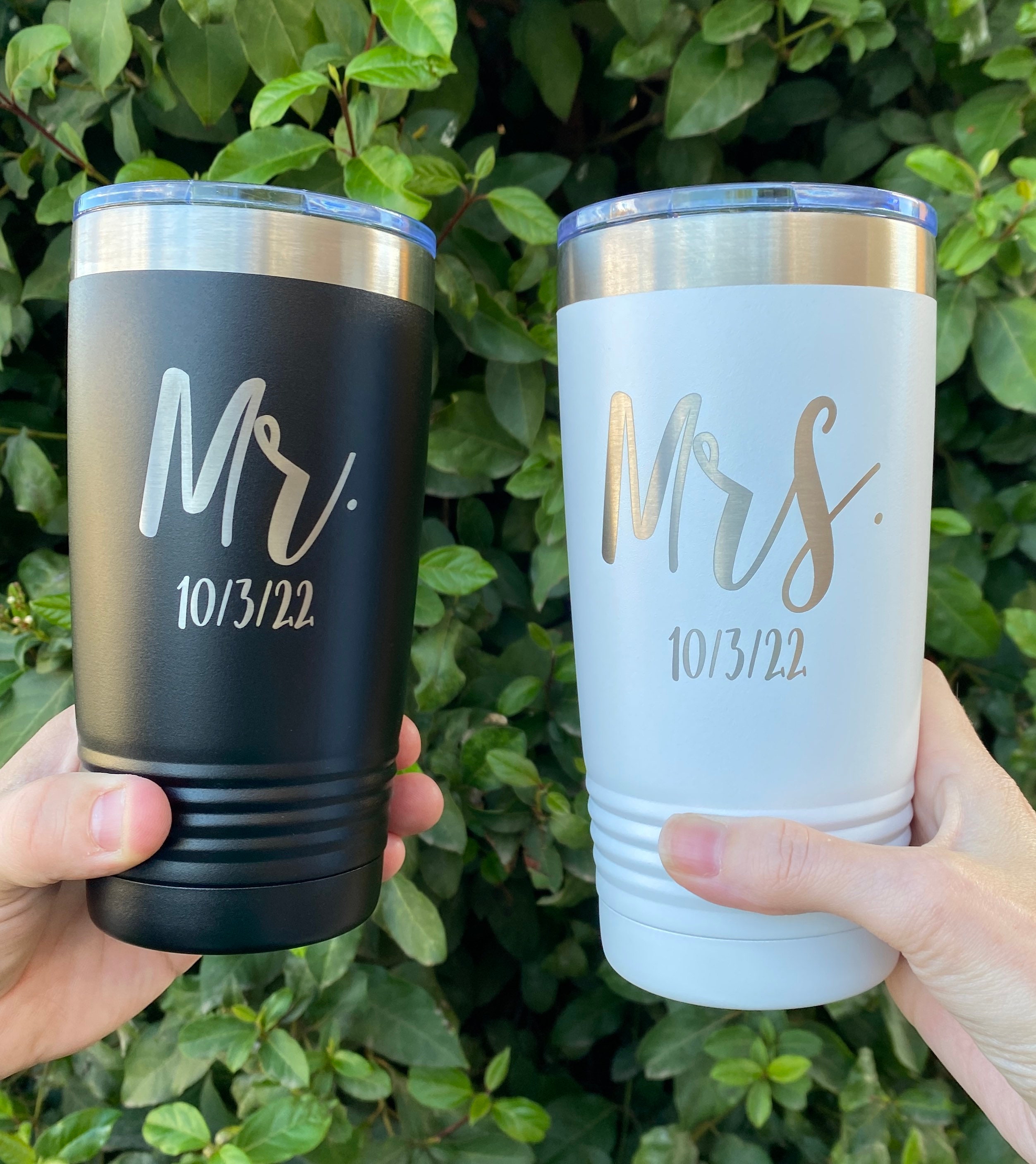 Mr and Mrs Established Tumbler Set – Engraved Stainless Steel Tumbler,  Stainless Cup, Wedding Gift – 3C Etching LTD