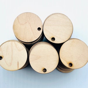 Unfinished Round Wood Circle Discs with hole 1 1/4&quot; Set of 50, wood disc, jewelry supplies, craft earring supplies, wood jewelry, DIY crafts