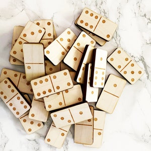 Wood Engraved Dominoes Set 1"x2" inch Set of 28, Unfinished wood rectangles, wooden Dominoes, DIY supplies, Craft supplies,