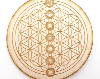 4.5 inch Flower of Life Grid Alta Chakra Crystal Grid Meditation Sacred Ancient Geometry Crystal Grid Chakra Witchery Meditation Practices