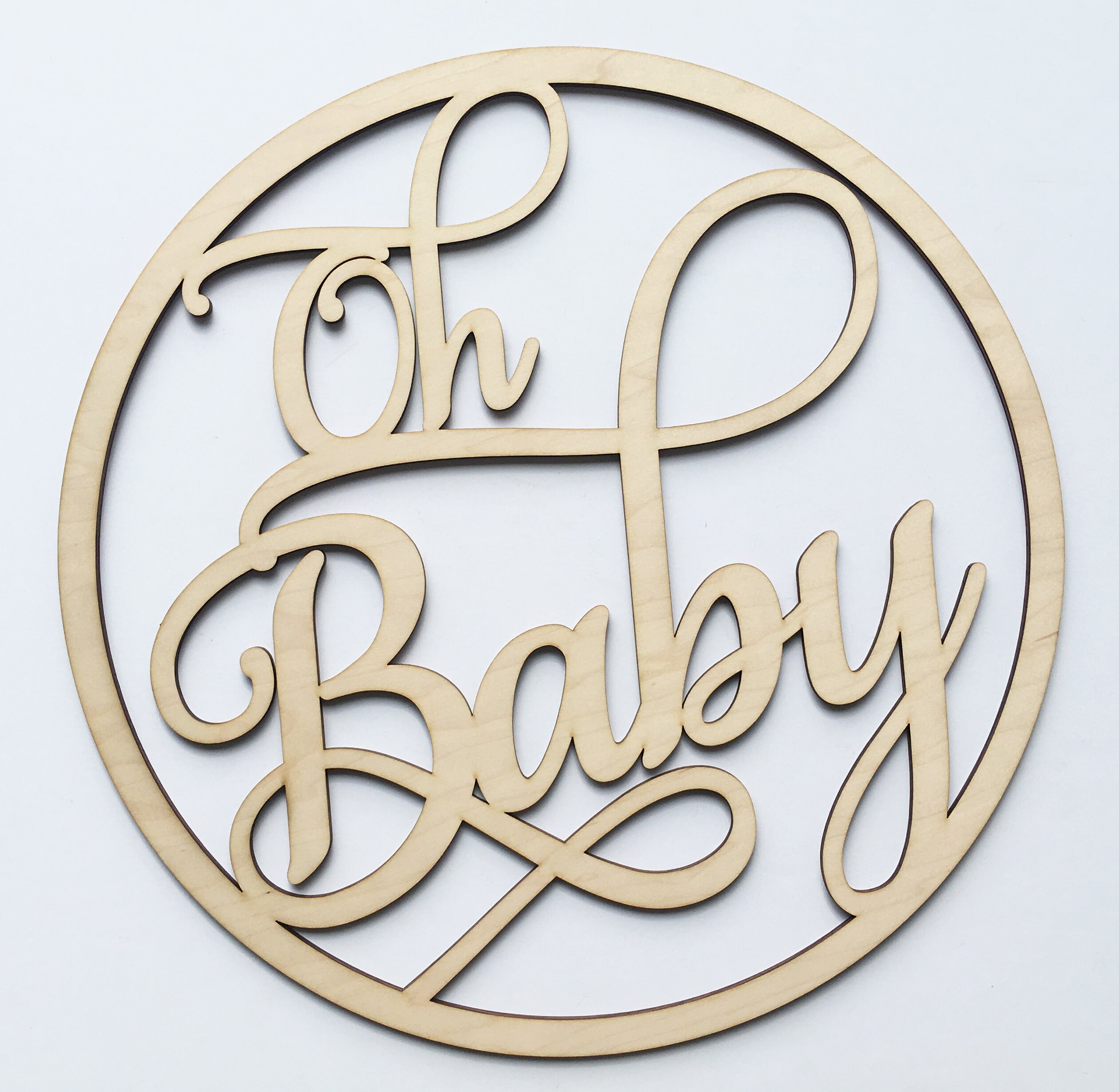 Oh Baby Wood Circle Door Sign Front door decor newborn baby Etsy