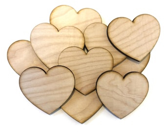 Wood Christmas Crafts, Heart Cutouts,  3 inch wood heart blanks, Holiday Craft wood supplies, heart shape wood decoration, paintable hearts