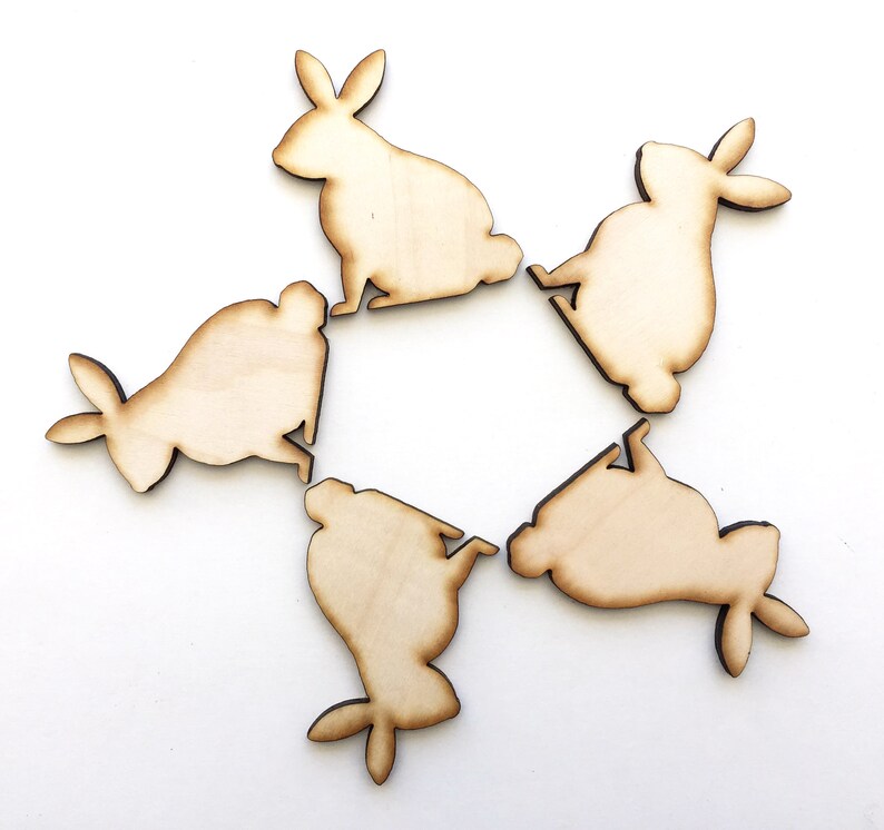 Unfinished Wood Rabbits Set of 10 Easter Rabbit Bunny Cutout Etsy