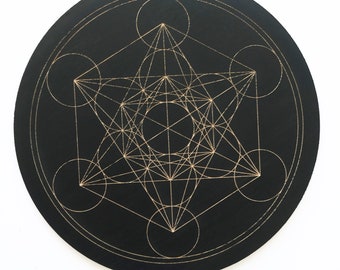 Metatron's Cube Crystal Meditation Grid Stained Black,  Sacred Geometry, Altar, Yoga, Witchcraft, Witchery, Reiki, Gridding,Pagan,Spiritual