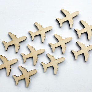 Unfinished Wood Airplanes inch Set of 10, kid Craft supplies, DIY airplane shapes, school painting projects, wood burning, party favor decor