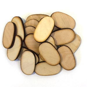 Unfinished Craft Oval Wood Circle Discs 2.125 Set of 50 Laser Cut Wood disc oval shapes for Christmas wood burning cutouts crafting piece image 1