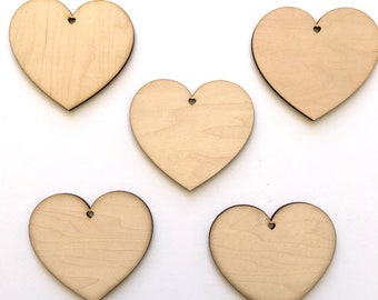 Wood Hearts hole. unfinished heart hole Set of 10, wood heart, Valentine Craft supplies, crafts, kid DIY shapes, paintable heart ornament,