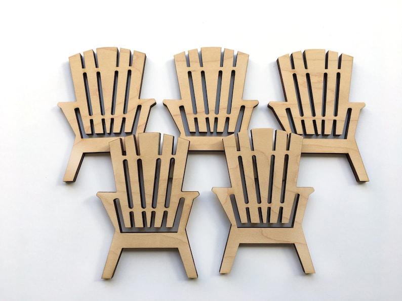 Unfinished Wood Adirondack Chairs Set Of 5 Craft Cutouts Home Decor Furniture Shapes Ready To Paint Miniature Blanks Front Porch