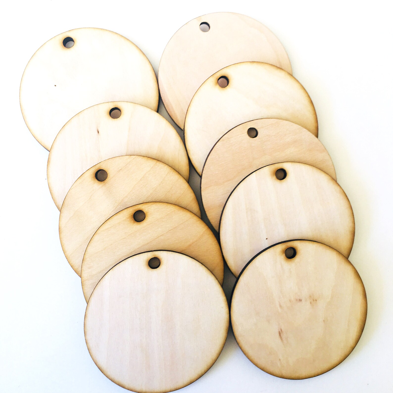 Unfinished Large Round Wood Circle Discs With Hole 3 1/2 Etsy