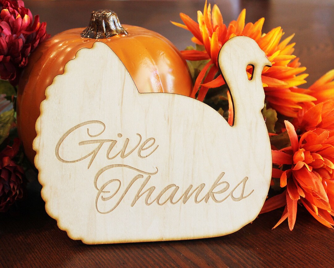 Give Thanks Thanksgiving Turkey Wood Trivet, Thanksgiving Holiday Hot