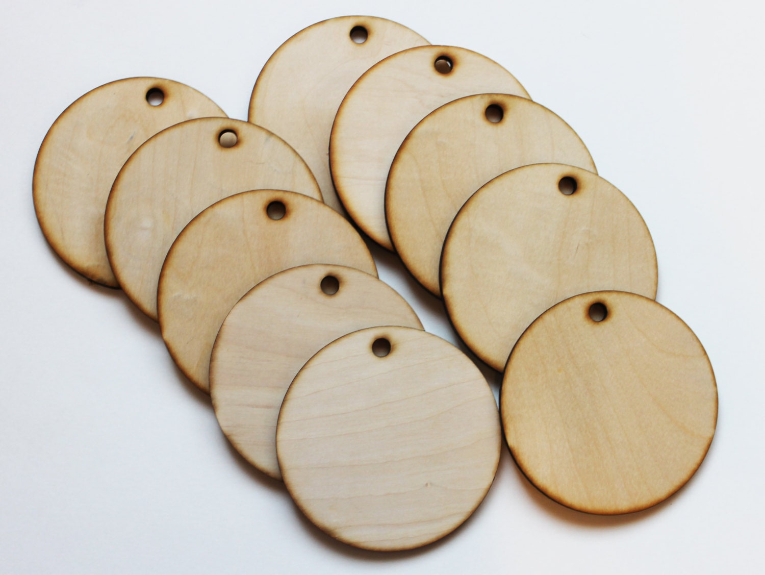Round Wooden Discs, 100Pcs 20mm - Log Unfinished Wood Circles with Holes
