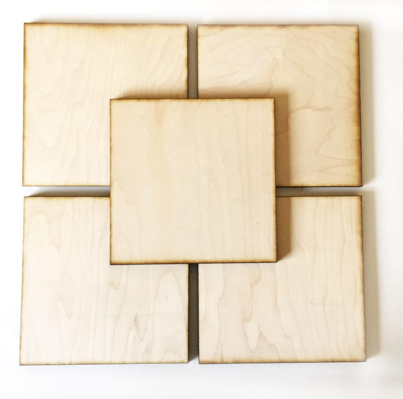 Unfinished Wood Squares 5 Inch Set of 5 Wood Square Etsy