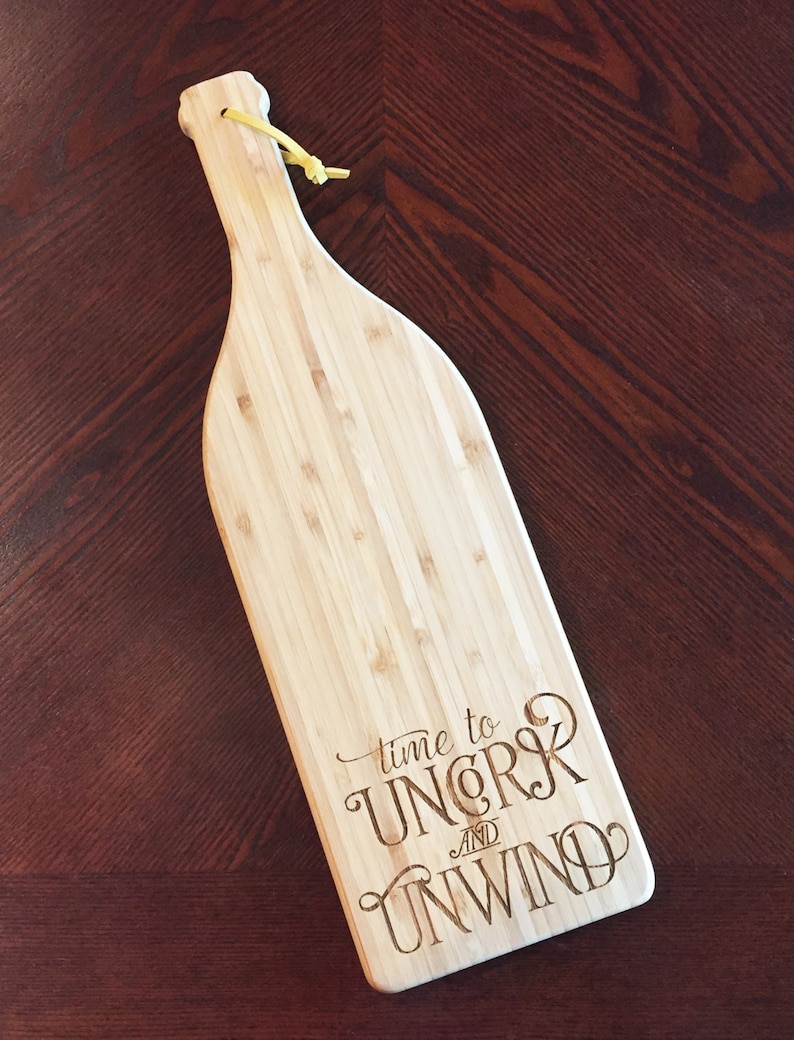Wine Bottle Cutting Board Time to Uncork and Unwind Cheese Etsy