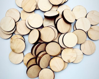 50 dischi di legno non rifiniti da 1 1/4 di pollice, fai da te, dischi di legno, ornamenti in legno, forniture per artigianato natalizio, ritagli di legno non rifiniti, cerchi in legno RTP, artigianato