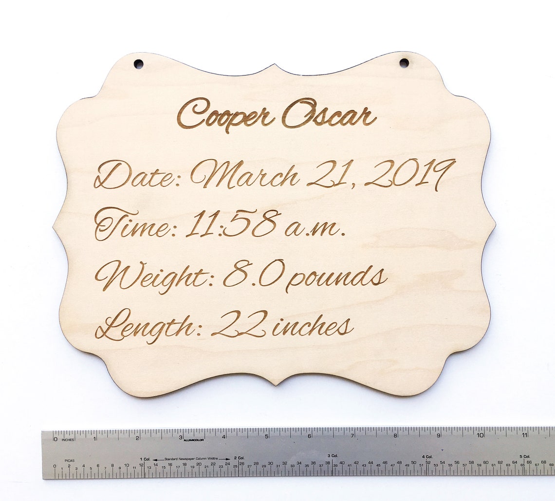 Personalized Wood Baby Name Birth Plaque Newborn Sign First Etsy