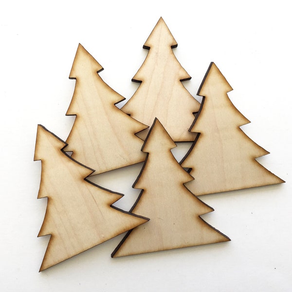 Unfinished Wood Pine Trees Set of 10  Christmas Trees Wood Forest Trees Holiday Cutout Shapes RTP Christmas Tree Blanks Wood Tree Ornaments