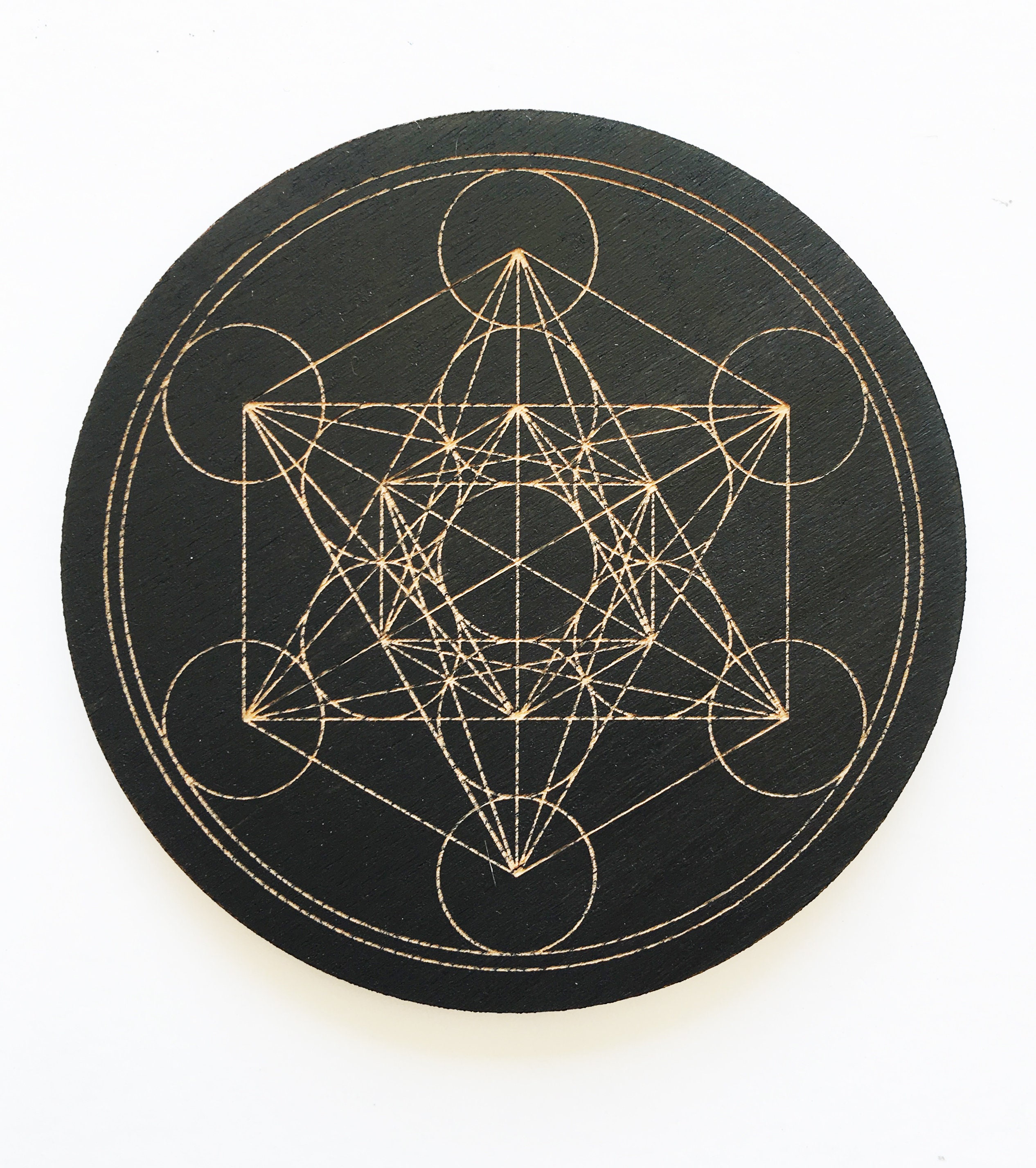 Metatron's Cube Crystal Meditation Grid Stained Black, Sacred Geometry ...