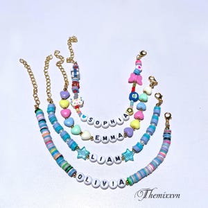 Pulsera de cuentas personalizada con nombre, pulsera de la amistad, pulsera de viaje para niñas, pulseras para niñas, regalo para amigas y niños.