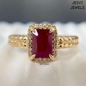 2 CT Rubin Smaragd Ädelsten Diamant Lyxig Vigselring | Handgjorda Fina Smycken