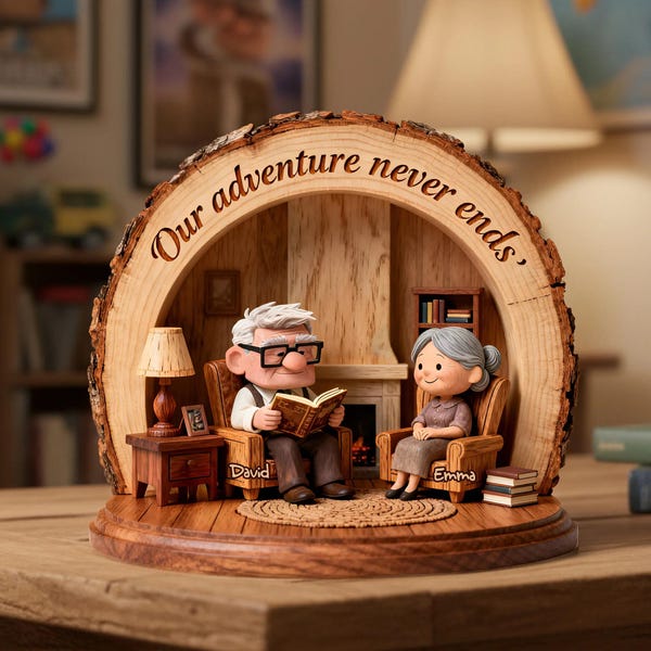 Placa de madera personalizada de Carl y Ellie, decoración para aniversario de historia de amor.