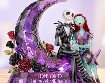 Placa acrílica personalizada de Jack y Sally, decoración romántica oscura, regalo de aniversario personalizado