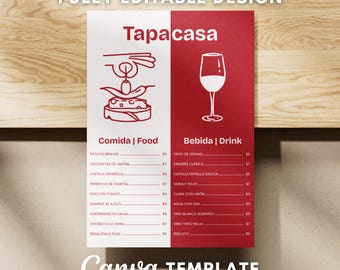 Cocktail Bar Menu Template: Modern Retro Canva Design (A4 & US Letter Digital Download)