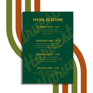 Modern Editable Canva Menu Template for Cafe Coffee Shop Brunch Restaurant Digital Download Printable DIY Menu Design Instant Access Easy