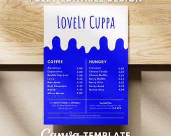 Retro Cafe Menu Template: Editable Canva Design (A4 & US Letter) Digital Download